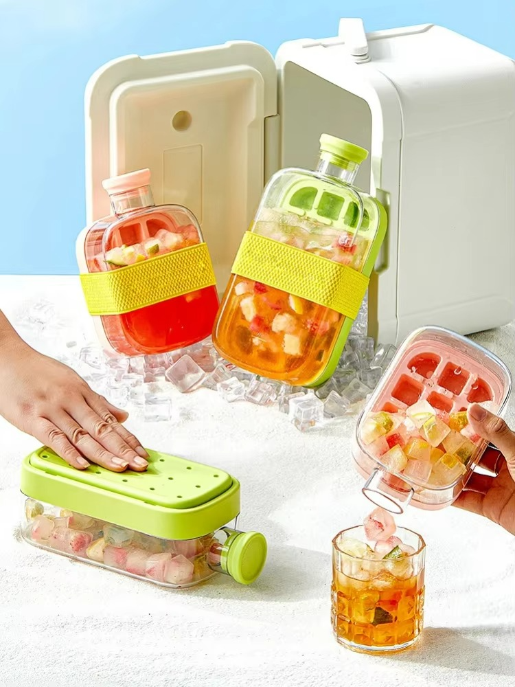 2 In 1 Crush Cup Ice Cube Tray and  Upgraded Ice Cube Bottle, Reusable - 500ml