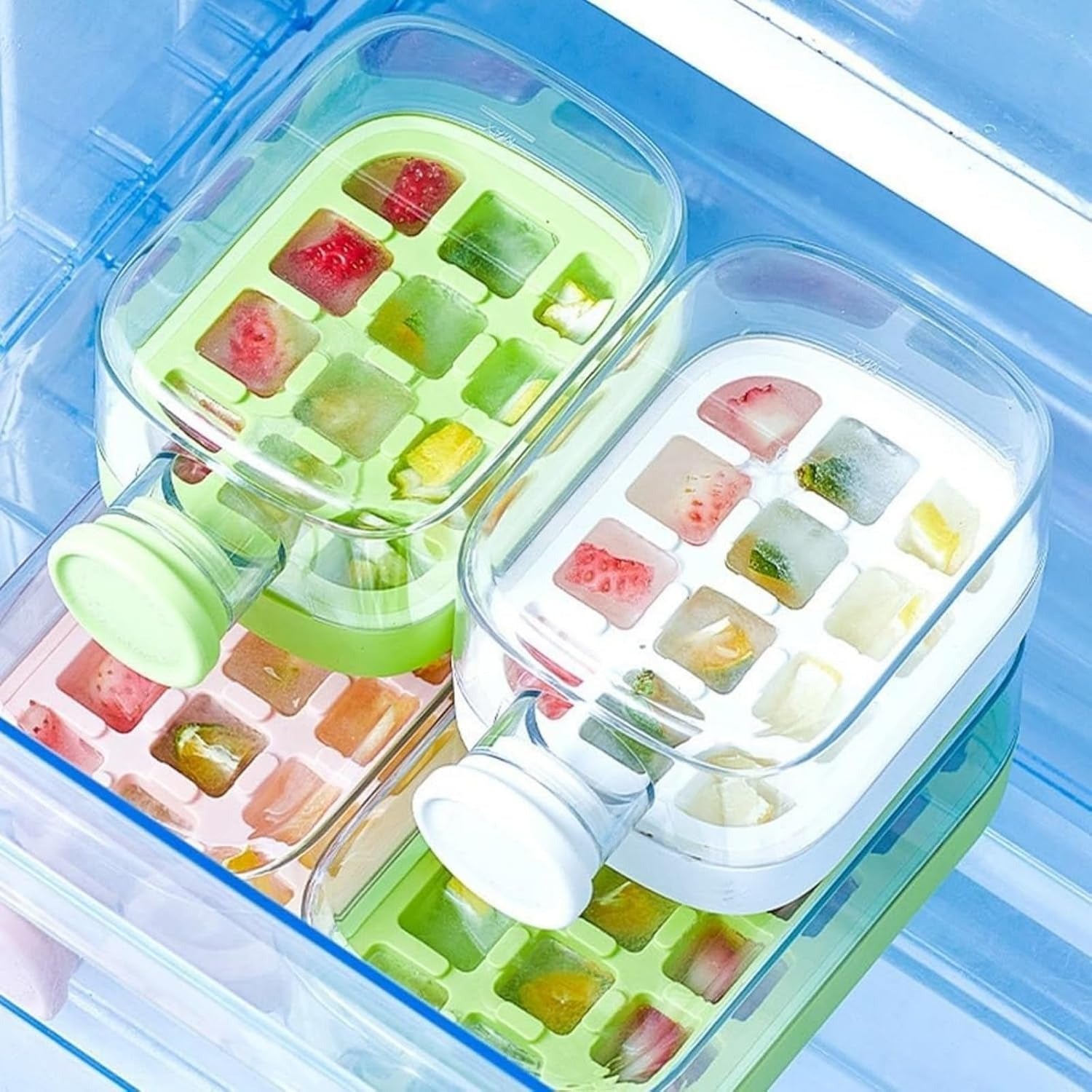 2 In 1 Crush Cup Ice Cube Tray and  Upgraded Ice Cube Bottle, Reusable - 500ml