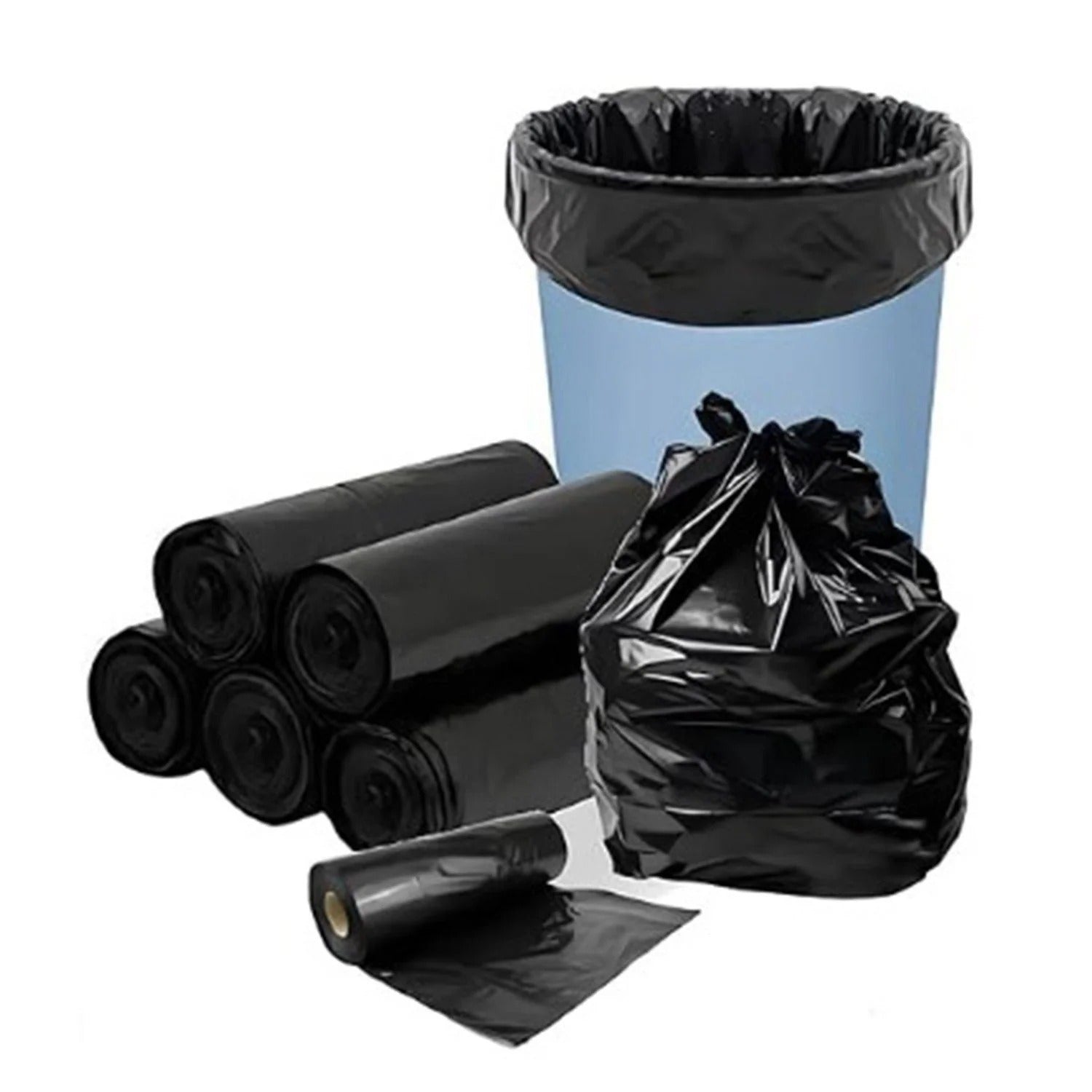 Black Garbage Bags Roll – Leak Proof, Heavy Duty Disposable Trash Bags for Dustbin