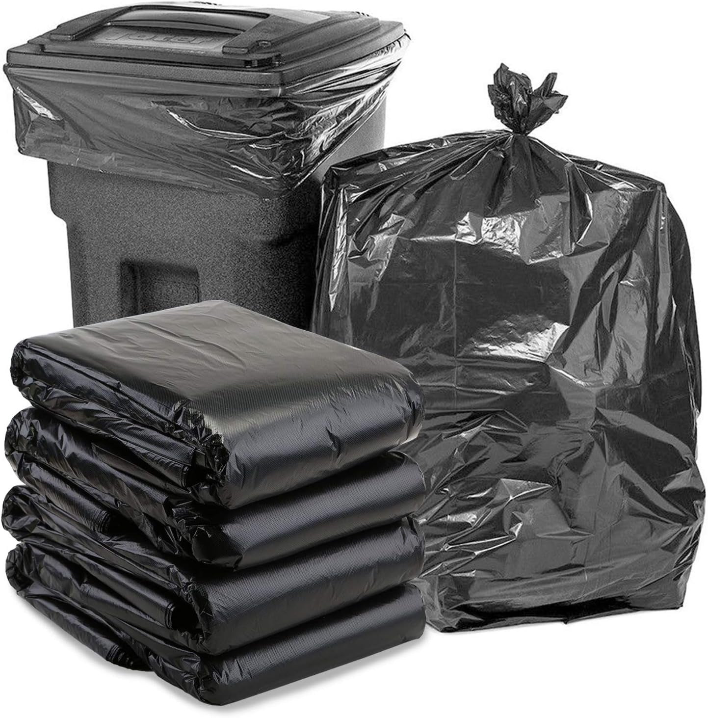Black Garbage Bags Roll – Leak Proof, Heavy Duty Disposable Trash Bags for Dustbin
