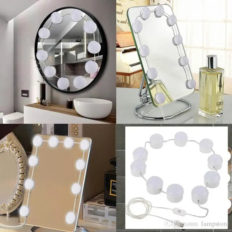 Vanity Mirror Fill Light Adjustable Luminance 3 Colors LED USB Wall Bulbs String