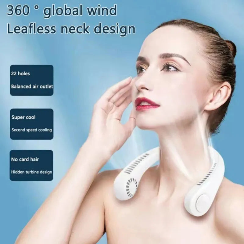 Portable Blade less Neck Cooler – Hands-Free 360° Air flow