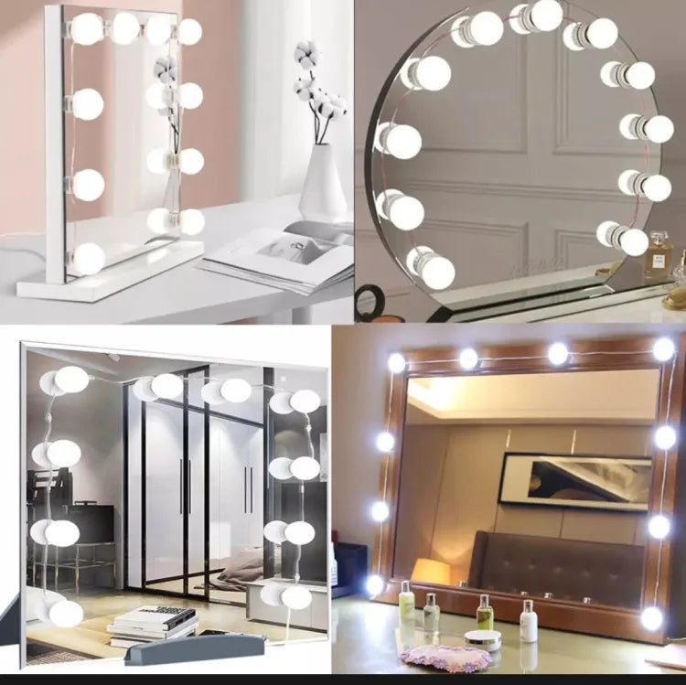 Vanity Mirror Fill Light Adjustable Luminance 3 Colors LED USB Wall Bulbs String