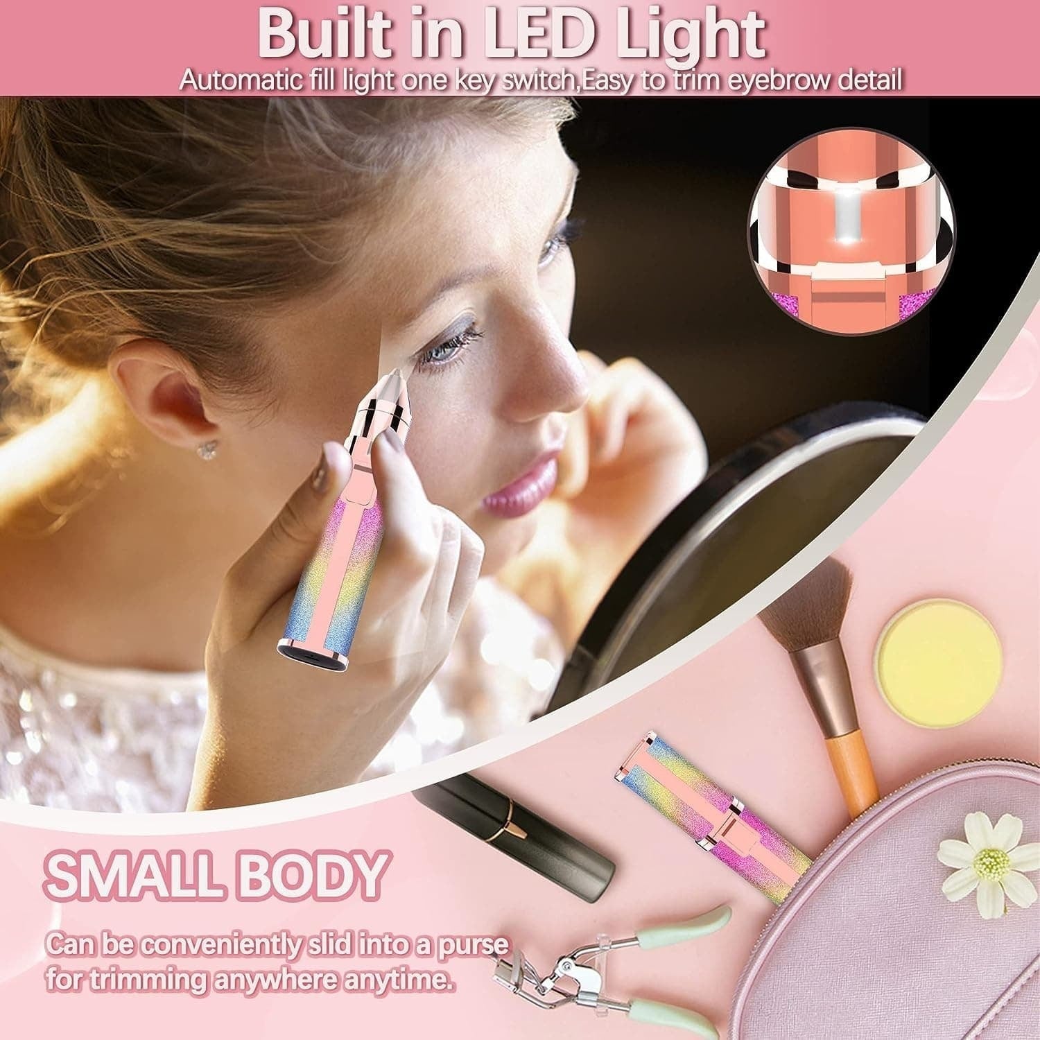 Portable Electric Eyebrow Trimmer with Built-in LED Light